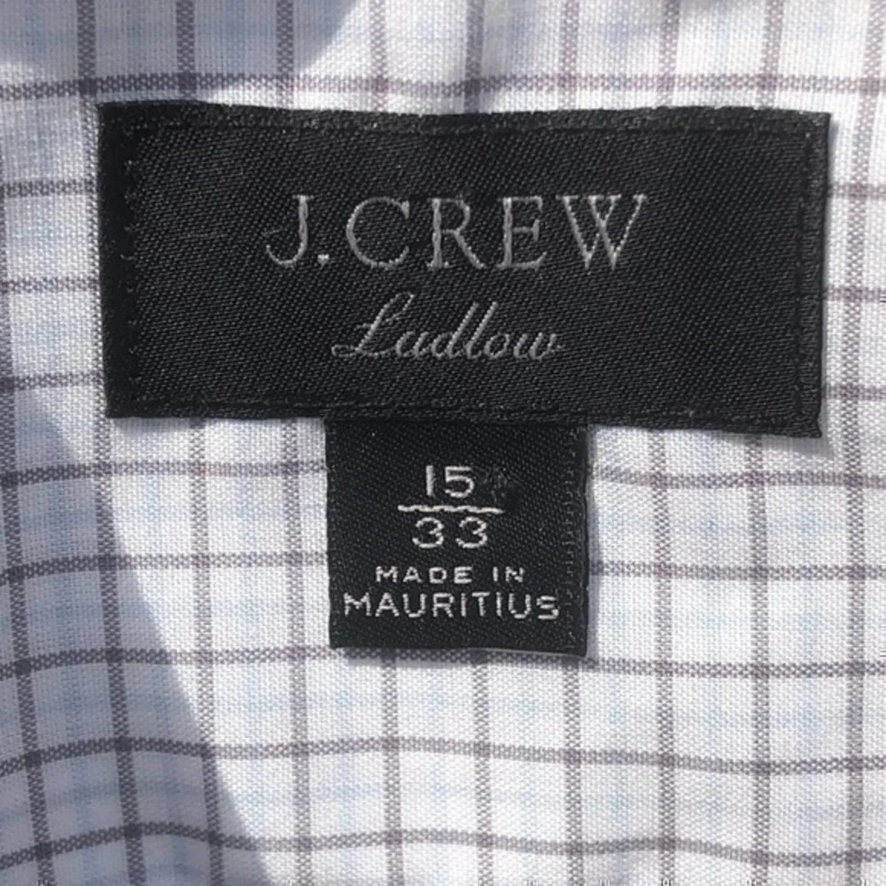 J.Crew Ladlow Men Shirt | Sz. 15 | White Brown | Long Sleeve Button Down Shirt